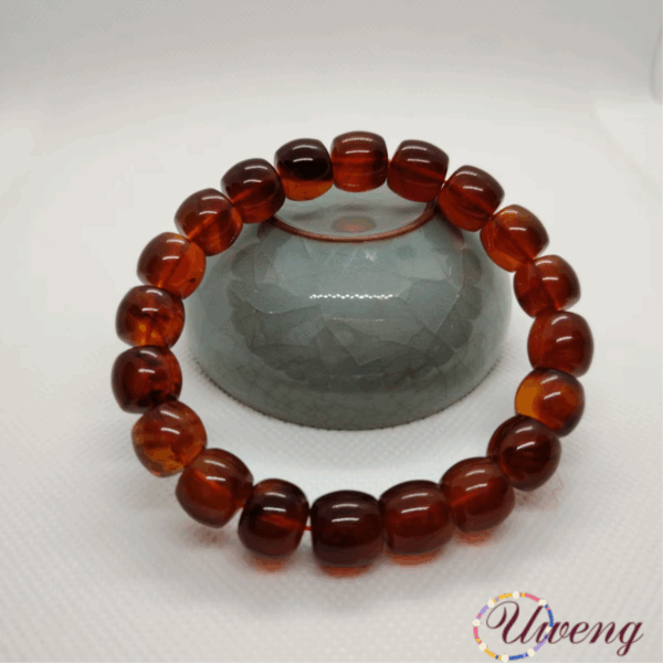 Straight-Cut Bead‌ Blood Amber Bracelet - Image 3