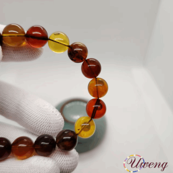 Blood, Blue, and Mixed Amber Bracelet - Image 4