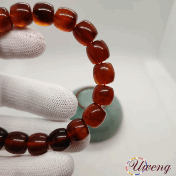 Straight-Cut Bead‌ Blood Amber Bracelet - Image 2