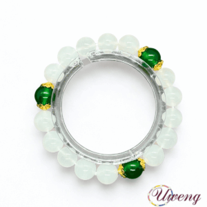 Green agate+white jade+gold-plated copper